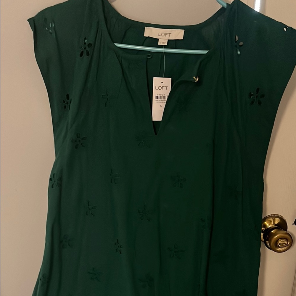 LOFT Dark Green Cut-Out Dress